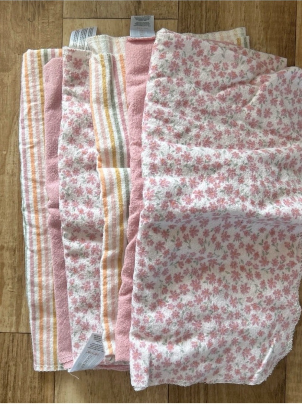 chick pea Pink Floral & Stripe Baby Bib Cloth Set